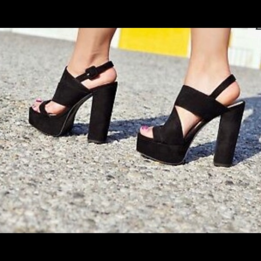 Zara Black Suede Platforms size 37